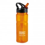 Botellas de tritán con pajita y logotipo naranja