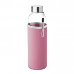 Botellas de vidrio personalizadas funda neopreno rosa