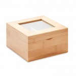 Caja de té personalizada de bambú color madera tercera vista