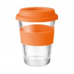 Vasos take away de cristal personalizados color naranja tercera vista