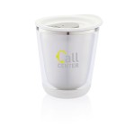 Tazas termo personalizadas compactas acero inoxidable 227ml Essential color blanco vista con logo