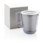 Tazas termo personalizadas compactas acero inoxidable 227ml Essential color blanco vista con caja