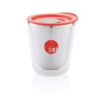 Tazas termo personalizadas compactas acero inoxidable 227ml Essential color rojo vista con logo
