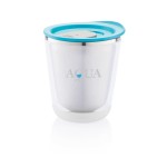 Tazas termo personalizadas compactas acero inoxidable 227ml Essential color azul claro vista con logo