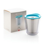 Tazas termo personalizadas compactas acero inoxidable 227ml Essential color azul claro vista con caja