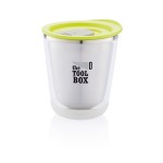 Tazas termo personalizadas compactas acero inoxidable 227ml Essential color verde claro vista con logo