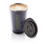 Vasos de acero inoxidable térmico de diseño moderno 350ml Trendy color negro segunda vista con logo
