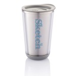 Vasos de acero inoxidable térmico de diseño moderno 350ml Trendy color gris vista con logo