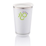 Vasos de acero inoxidable térmico de diseño moderno 350ml Trendy color blanco vista con logo