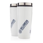 Vasos térmicos personalizados de acero con interior de PP 350ml Spot color blanco segunda vista con logo