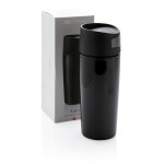 Vasos termo impresos con apertura de un toque 300ml Original color negro vista con caja