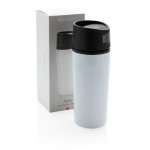 Vasos termo impresos con apertura de un toque 300ml Original color blanco vista con caja