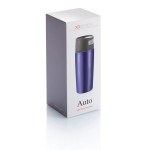 Vasos termo impresos con apertura de un toque 300ml Original color azul oscuro segunda vista con caja