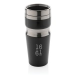 Vasos térmicos de acero y plástico con diseño ergonómico 350ml Contour color negro vista con logo