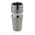 Vasos térmicos de acero y plástico con diseño ergonómico 350ml Contour color gris vista con logo