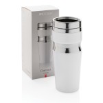 Vasos térmicos de acero y plástico con diseño ergonómico 350ml Contour color blanco vista con caja
