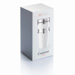 Vasos térmicos de acero y plástico con diseño ergonómico 350ml Contour color blanco segunda vista con caja