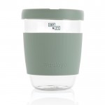 Vaso takeaway personalizable de borosilicato y 360ml Ukiyo color verde menta vista con logo
