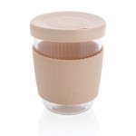 Vaso takeaway personalizable de borosilicato y 360ml Ukiyo color marrón claro