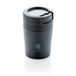 Tazas térmicas personalizadas muy pequeñas y compactas 160ml Coffee color negro vista con logo