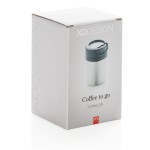 Tazas térmicas personalizadas muy pequeñas y compactas 160ml Coffee color plateado segunda vista con caja
