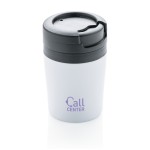 Tazas térmicas personalizadas muy pequeñas y compactas 160ml Coffee color blanco vista con logo