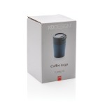 Tazas térmicas personalizadas muy pequeñas y compactas 160ml Coffee color azul oscuro segunda vista con caja