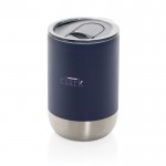 Vaso termo acero reciclado con tapa antigoteo 360ml Inspire Recycled color azul marino vista con logo