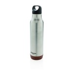 Botellas reutilizables con base de corcho color plateado vista con logo