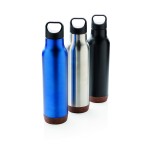 Botellas reutilizables con base de corcho color plateado vista general