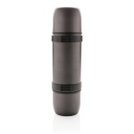 Termos corporativos de acero inoxidable con dos tazas 700ml Portable color gris oscuro quinta vista