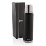 Termo corporativo grande con cubierta antidesgaste 1L Swiss Peak Large color negro vista con caja