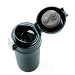 Termos impresos pequeños de acero inoxidable 300ml Swiss Peak Mini color negro cuarta vista