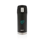 Termos impresos pequeños de acero inoxidable 300ml Swiss Peak Mini color negro vista con logo