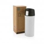 Termo reciclado de acero inoxidable con cierre seguro 300ml Eco Roiboos color blanco vista con caja