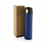 Termo de acero inoxidable con tapa de cierre seguro 450ml Exclusive color azul vista con caja