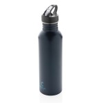 Botella personalizada de acero con boquilla color azul marino vista con logo