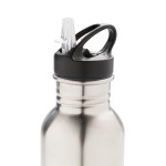 Botella personalizada de acero con boquilla color plateado séptima vista