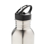 Botella personalizada de acero con boquilla color plateado octava vista
