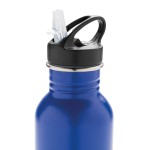 Botella personalizada de acero con boquilla color azul séptima vista