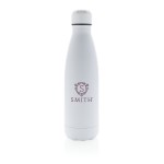 Botellas termo personalizadas de acero color blanco vista con logo