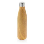 Botella de acero con estampado de madera color madera clara