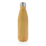 Botella de acero con estampado de madera color madera clara tercera vista