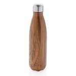 Botella de acero con estampado de madera color madera oscura