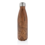Botella de acero con estampado de madera color madera oscura segunda vista