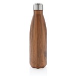 Botella de acero con estampado de madera color madera oscura tercera vista