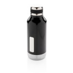 Botella con función termo y placa para logo color negro