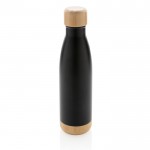 Botella con detalle de bambú en tapa y fondo color negro