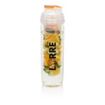 Botellas con compartimento para fruta color naranja vista con logo