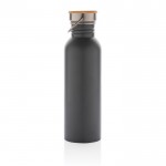 Botella de acero de una pared con tapa y asa color gris oscuro tercera vista